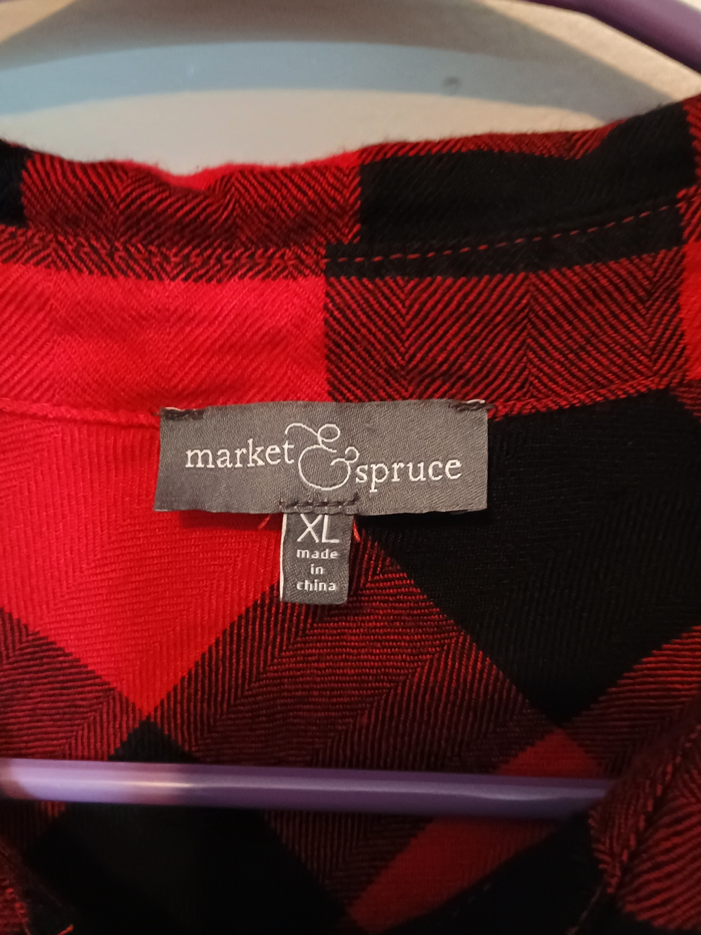Market & Spruce Red and Black Plaid Button-Down Shirt